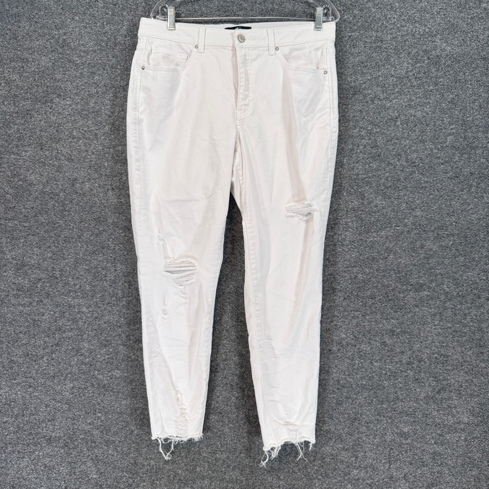 LuLaRoe Jeans Womens 32 White Distressed Raw Hem Stretch Denim Casual Skinny